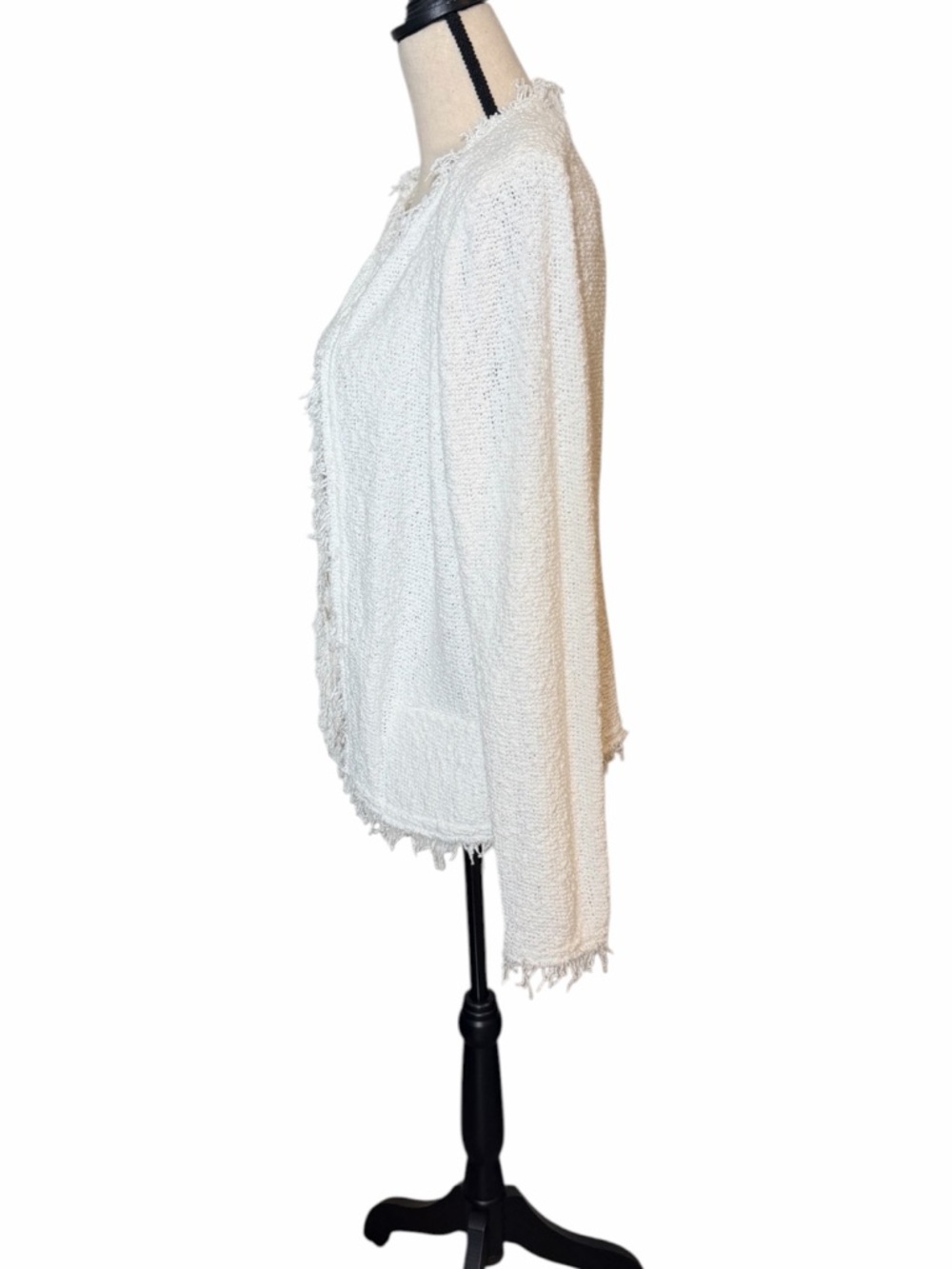 IRO Woman’s Paris Shavani Frayed Tweed Jacket in Optic White - Size 44 (US 12) - Picture 4 of 12